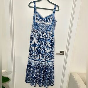 Elegant Blue and White Women's Dress